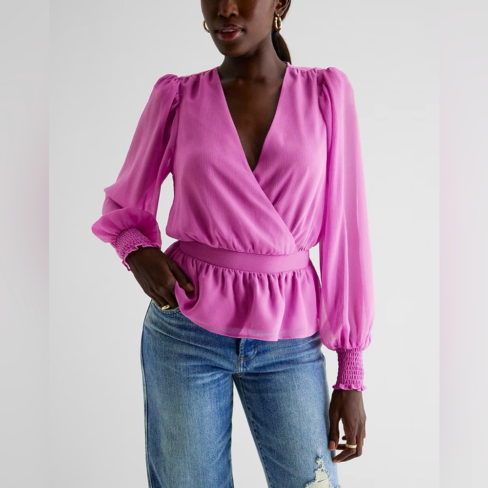 Express Smocked Cuff Peplum Top Size XL